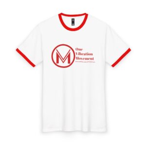 one vibration movement ringer tee – retro logo men’s t‑shirt