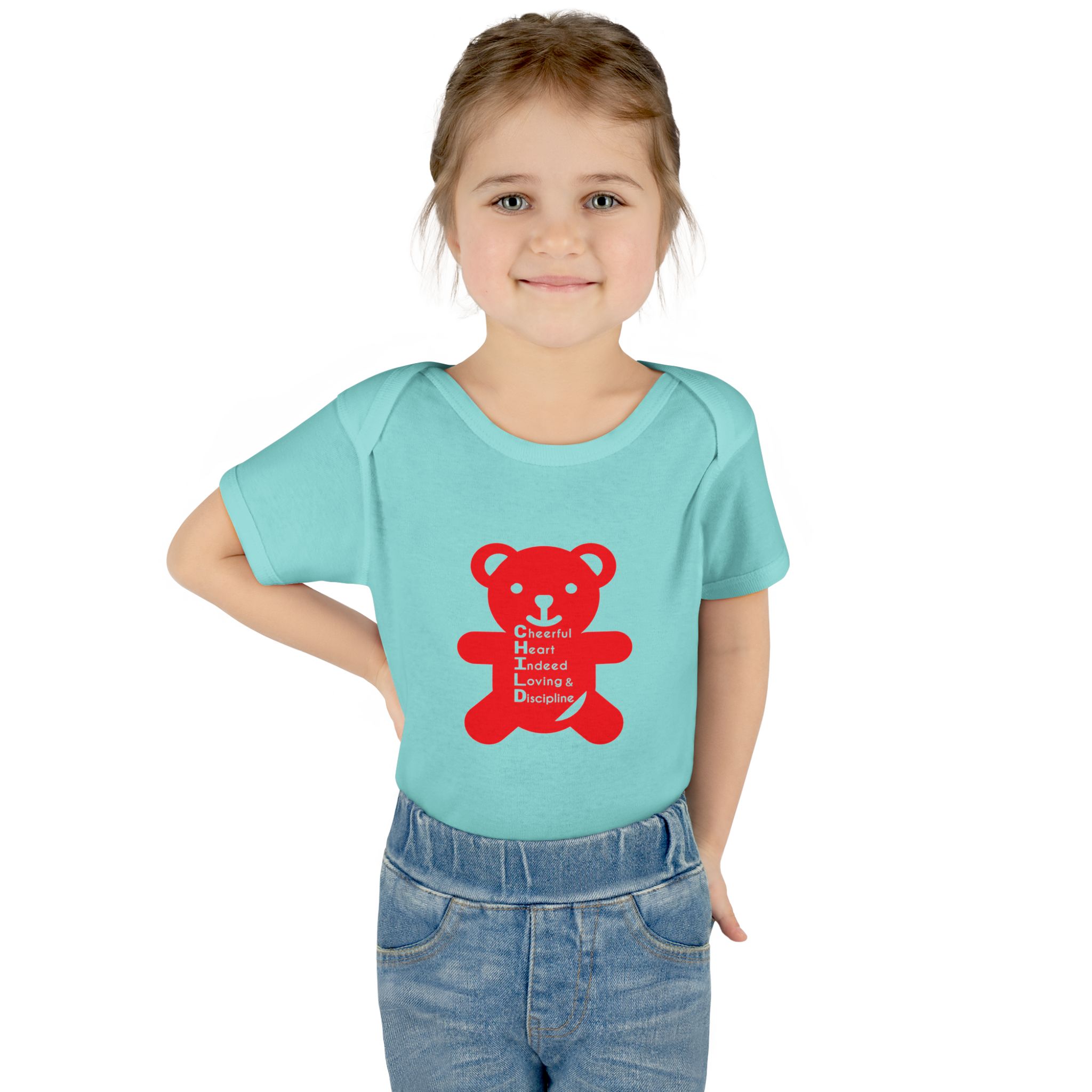 baby bodysuit — red teddy 'child graphic' infant onesie baby bodysuit — red teddy 'child graphic' infant onesie