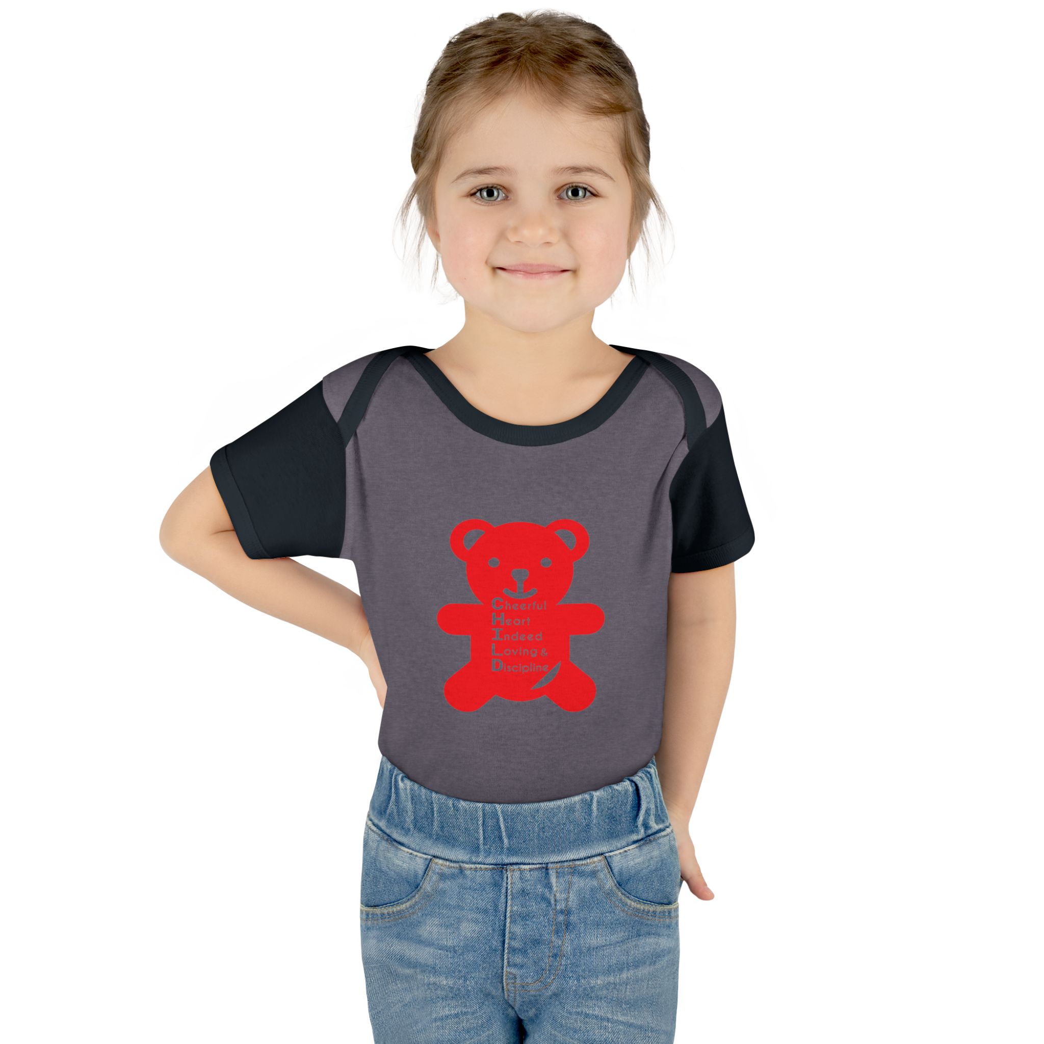 baby bodysuit — red teddy 'child graphic' infant onesie baby bodysuit — red teddy 'child graphic' infant onesie