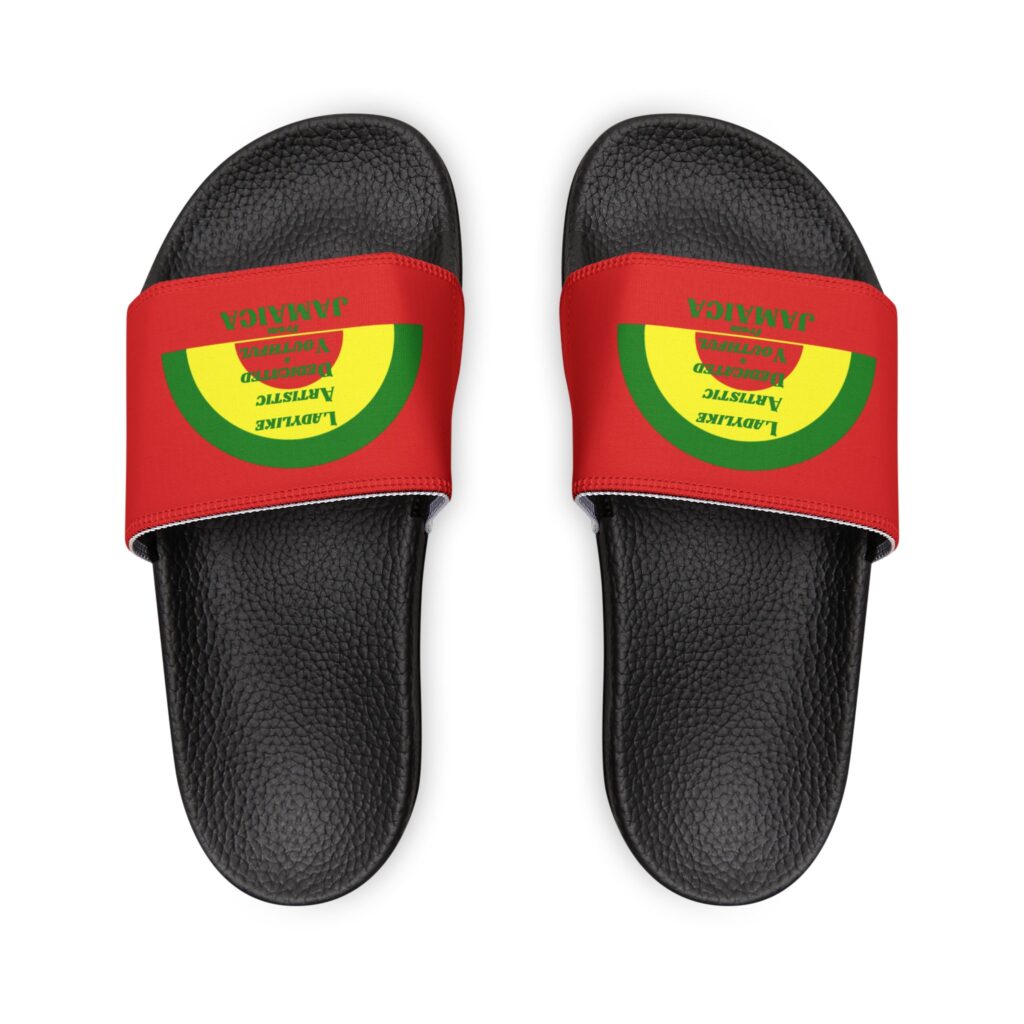 women's removable strap sandals — custom red slide with green accent