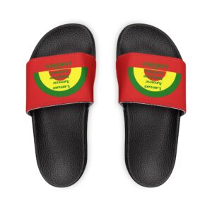 women's removable strap sandals — custom red slide with green accent