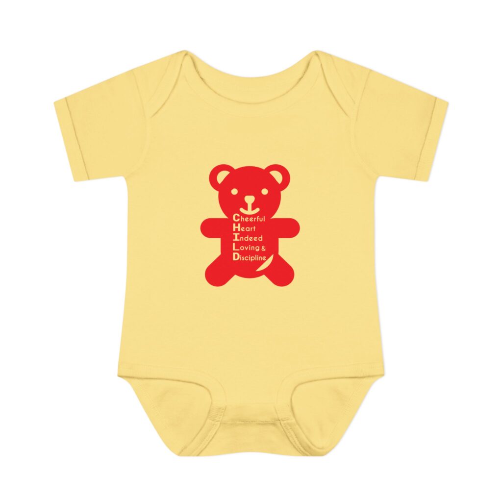 baby bodysuit — red teddy 'child graphic' infant onesie