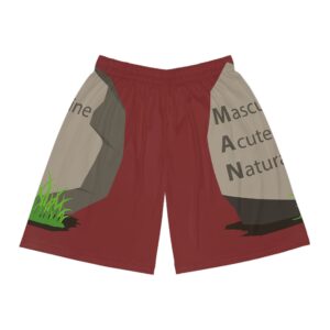 basketball shorts — man acronym rock graphic all over print