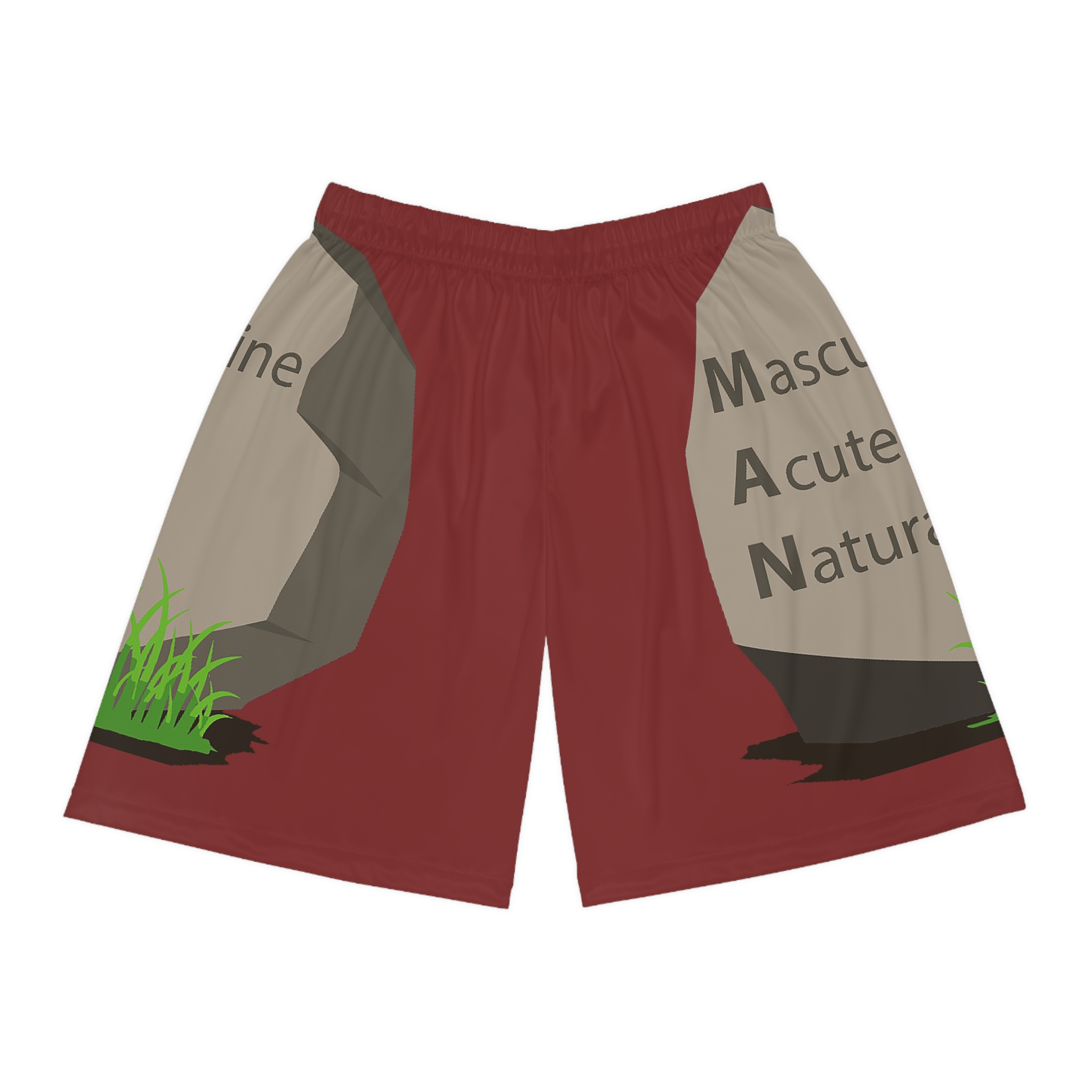 basketball shorts — man acronym rock graphic all over print basketball shorts — man acronym rock graphic all over print