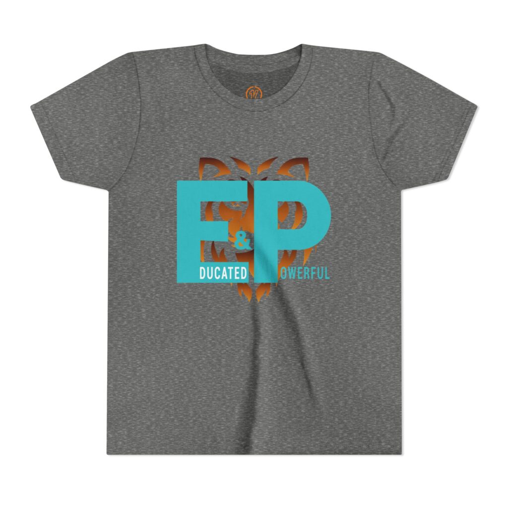 educated powerful boy tee — ep lion graphic kids t‑shirt