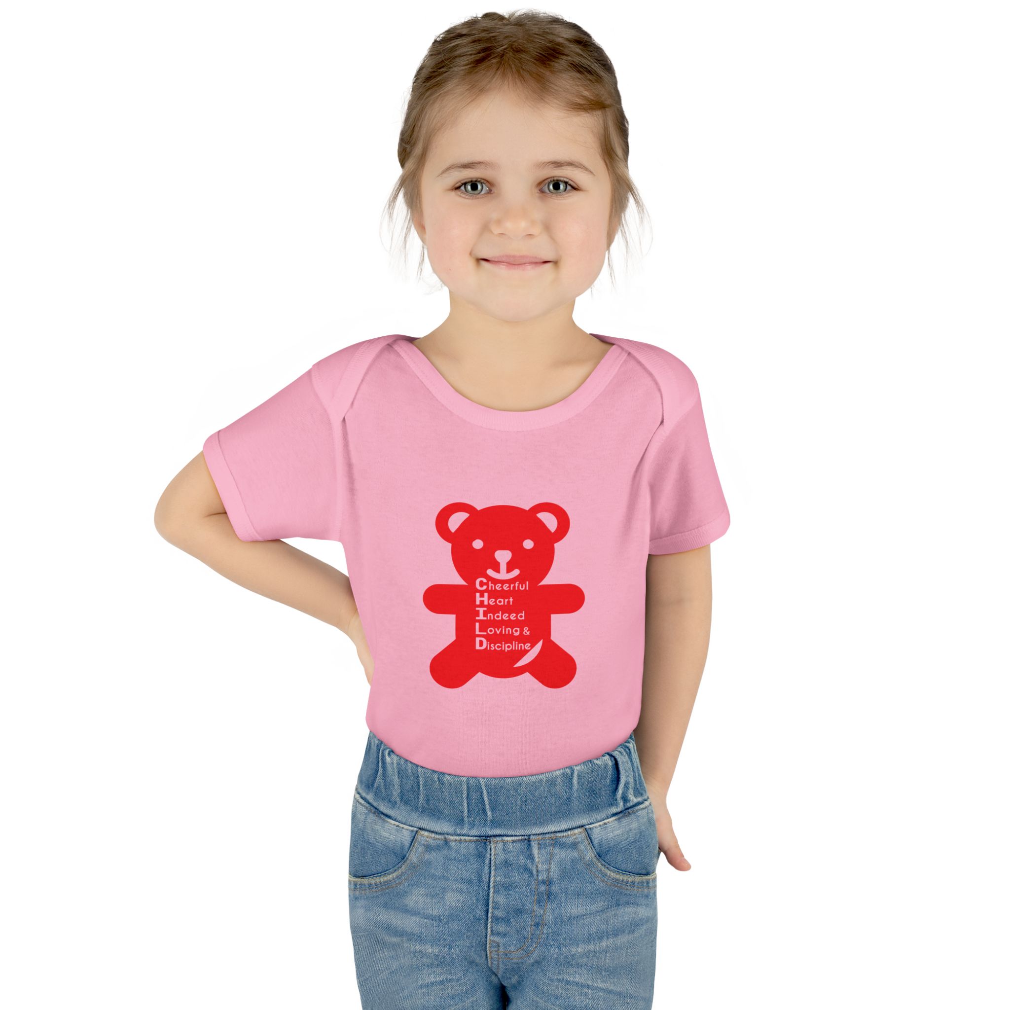 baby bodysuit — red teddy 'child graphic' infant onesie baby bodysuit — red teddy 'child graphic' infant onesie