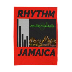 rhythm jamaica velveteen plush blanket — vibrant reggae soundwave throw