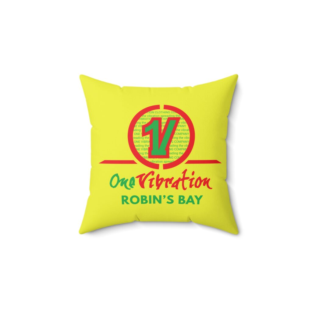 one vibration robin’s bay decorative pillow — reggae inspired logo throw pillow