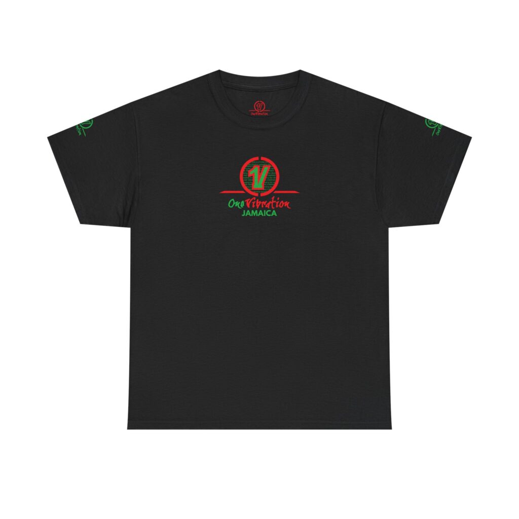 our vibration jamaica tee — rasta inspired black graphic t shirt