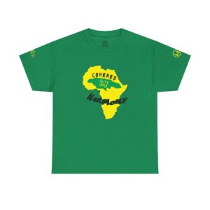 africa cohered harmony t shirt — pan african green & yellow tee
