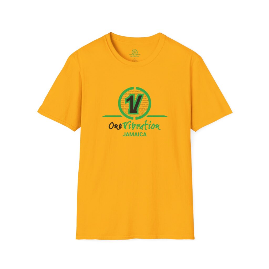 one vibration jamaica t shirt — reggae inspired yellow tee