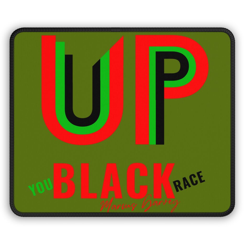 up black race gaming mouse pad — afrocentric red & green desk mat