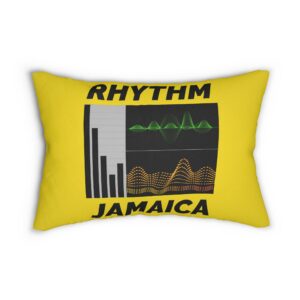 rhythm jamaica lumbar pillow — yellow music wave decorative pillow