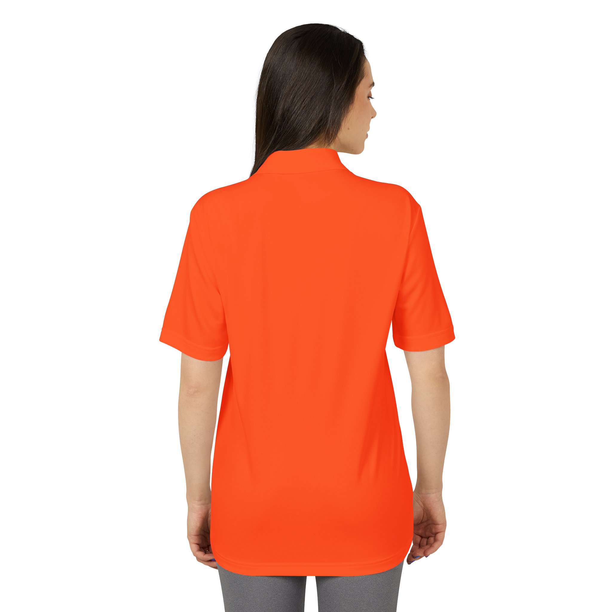 performance polo — high‑visibility orange with subtle white logo performance polo — high‑visibility orange with subtle white logo
