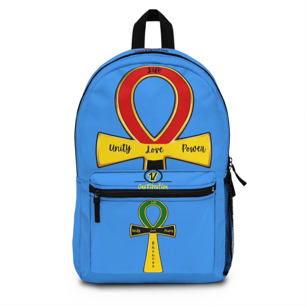 ankh unity love power backpack — bright afrocentric symbol school bag