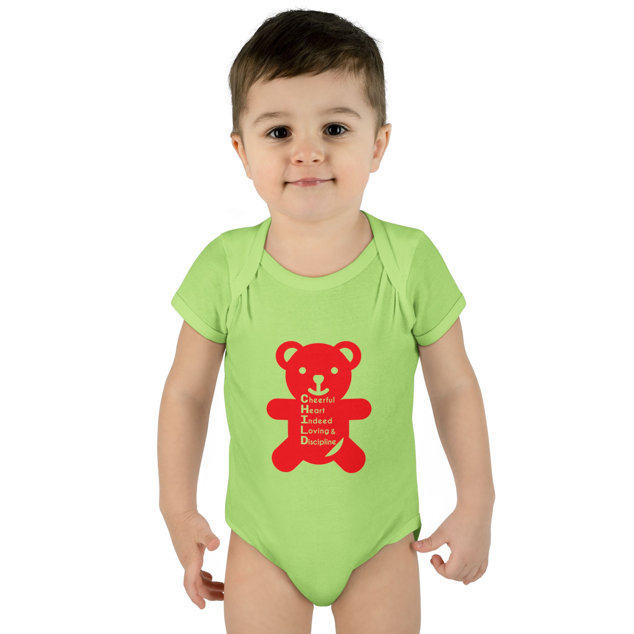 baby bodysuit — red teddy 'child graphic' infant onesie baby bodysuit — red teddy 'child graphic' infant onesie