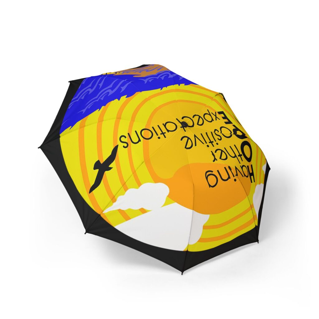 inspirational yellow foldable umbrella — "having other positive expectations" design