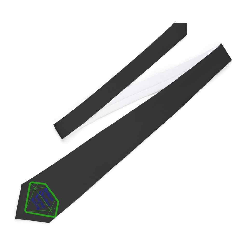 black necktie with green dice crest – rpg gamer d20 tie