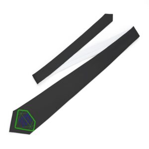 black necktie with green dice crest – rpg gamer d20 tie