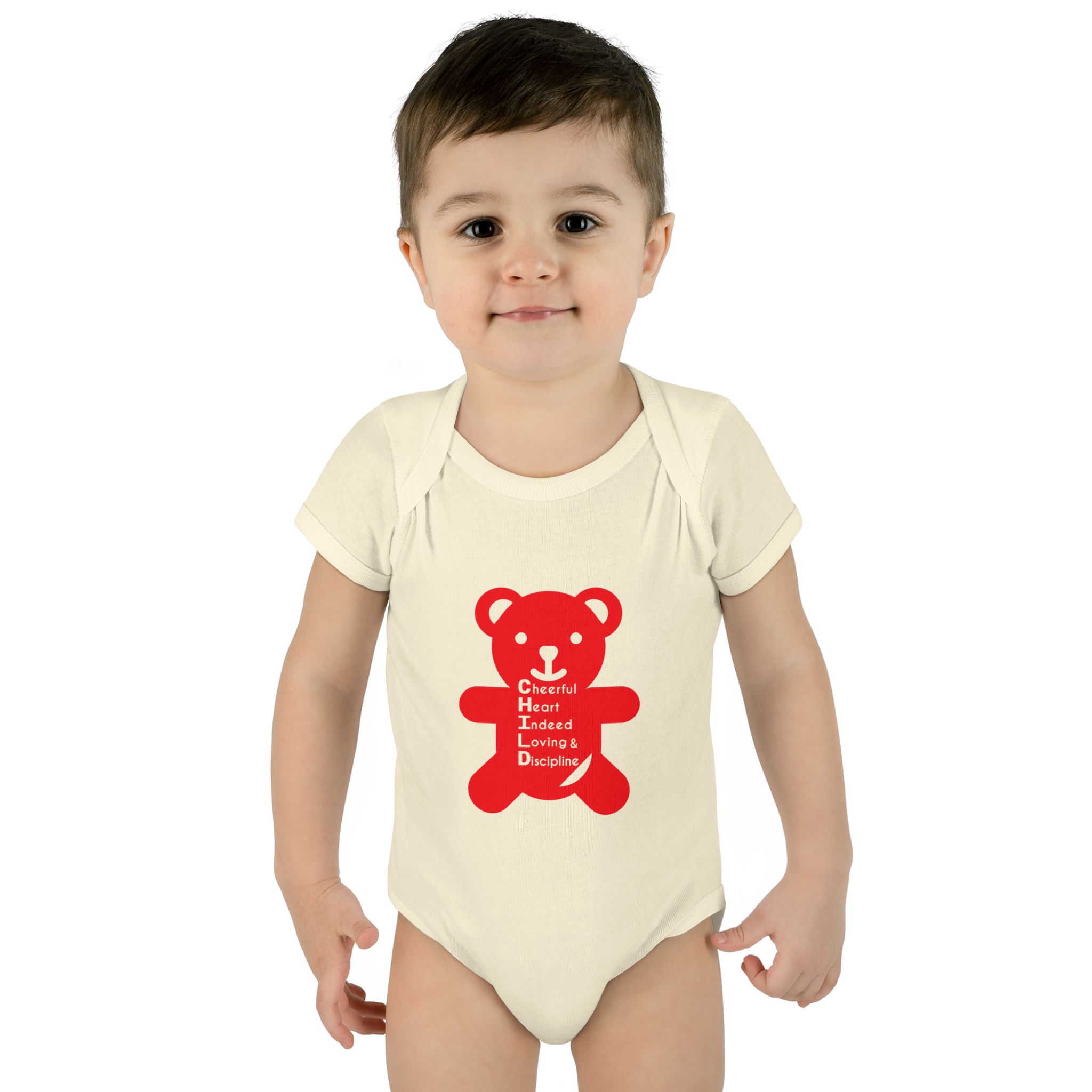 baby bodysuit — red teddy 'child graphic' infant onesie baby bodysuit — red teddy 'child graphic' infant onesie