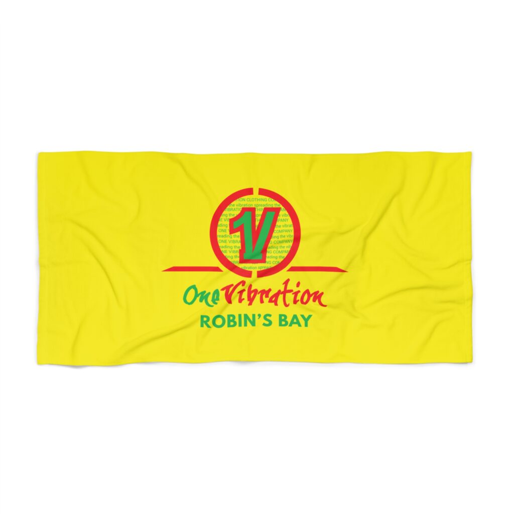beach towel — one vibration robin's bay bright yellow beach towel
