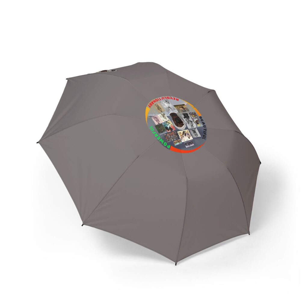 foldable umbrella — collage photo design, semi automatic compact rain shield