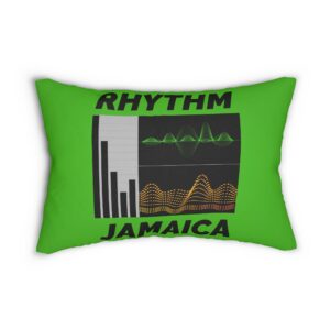 rhythm jamaica lumbar pillow — reggae wave music graphic cushion
