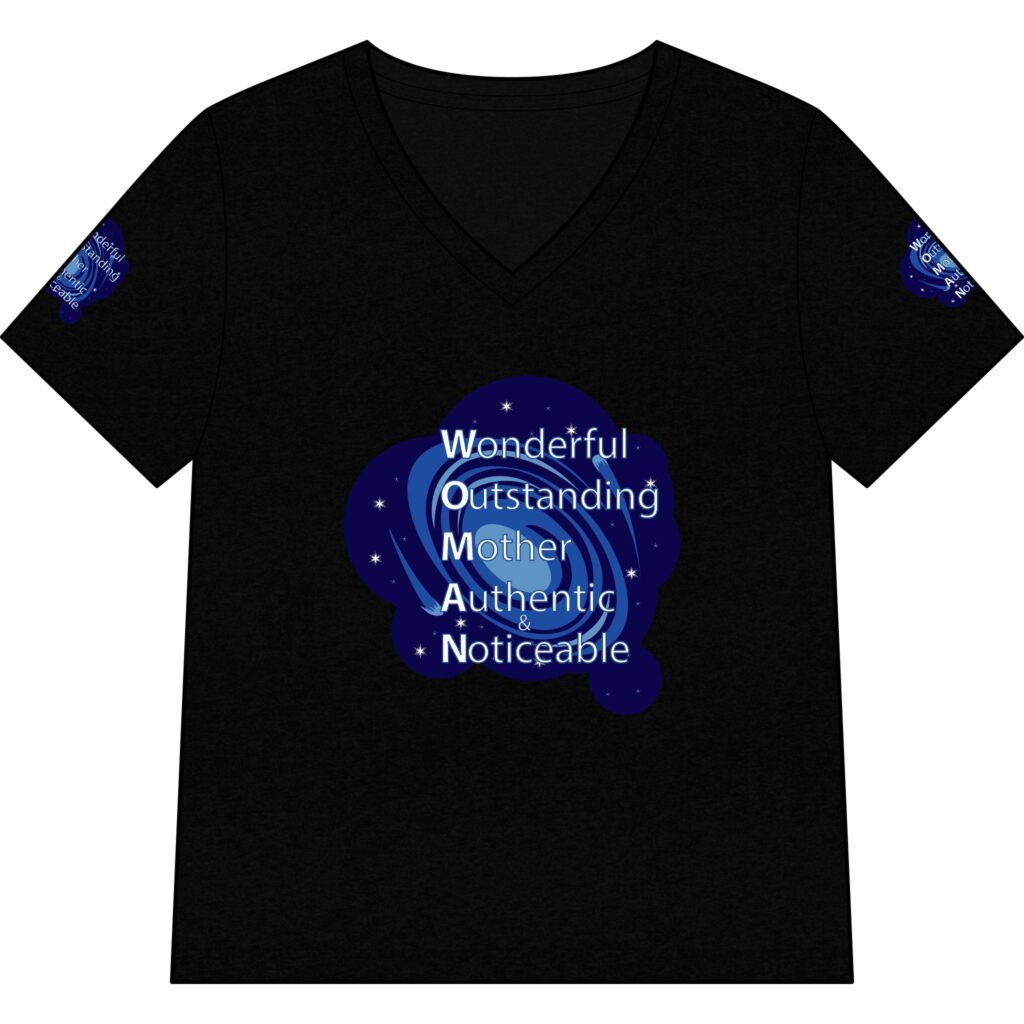 mother acrostic v neck tee — "wonderful outstanding mother authentic noticeable"
