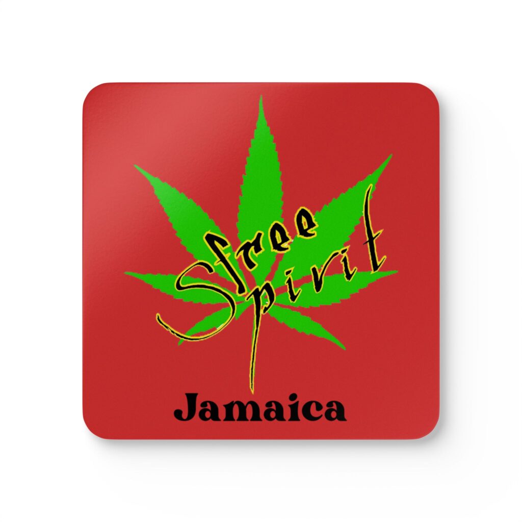cork coaster set — 'free spirit' jamaica leaf drink coasters (4 pack)