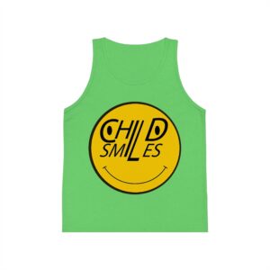 kid's tank top — yellow "child smiles" smiley logo