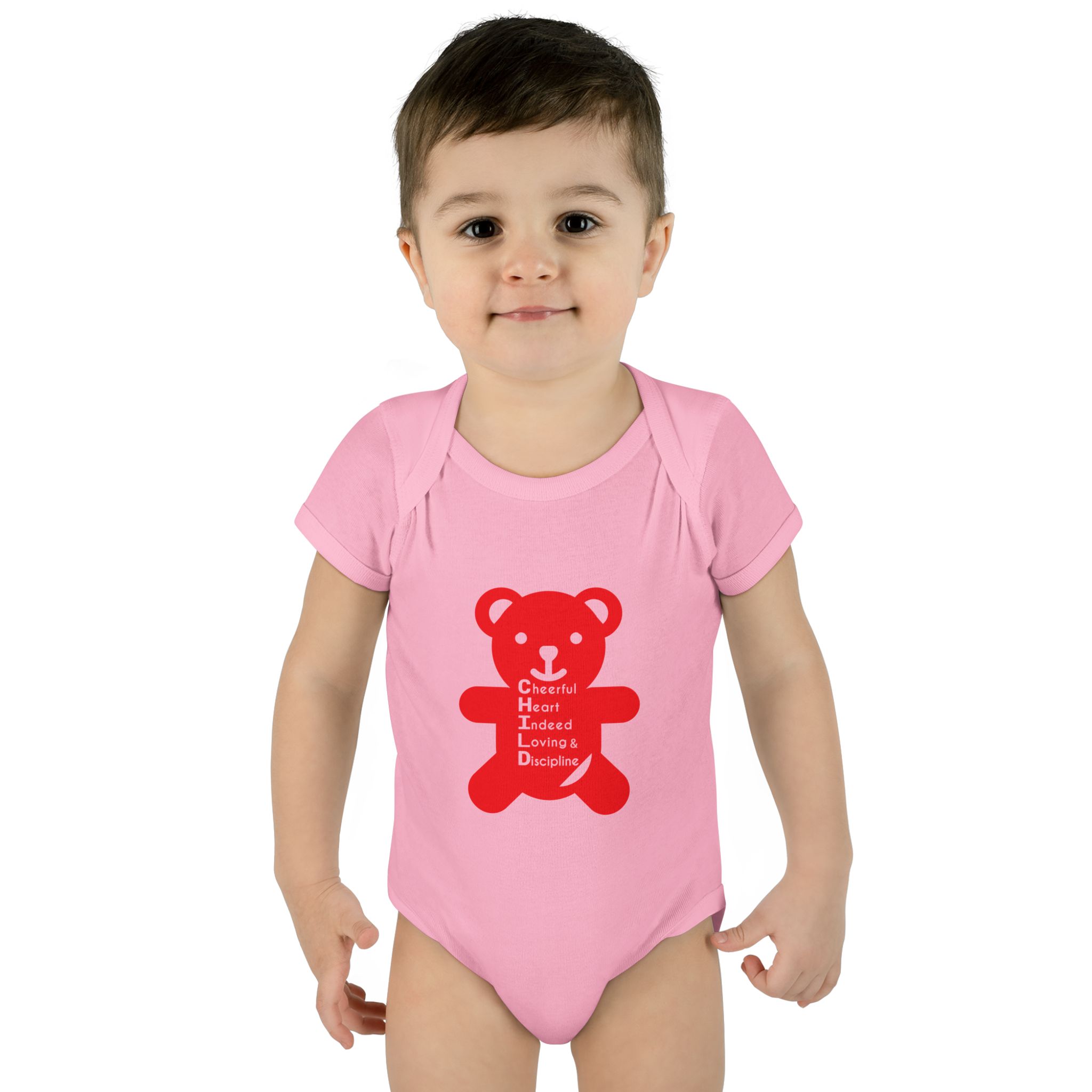 baby bodysuit — red teddy 'child graphic' infant onesie baby bodysuit — red teddy 'child graphic' infant onesie