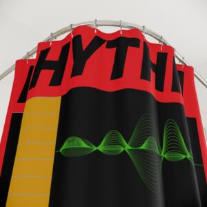rhythm jamaica shower curtain — reggae wave music bathroom decor