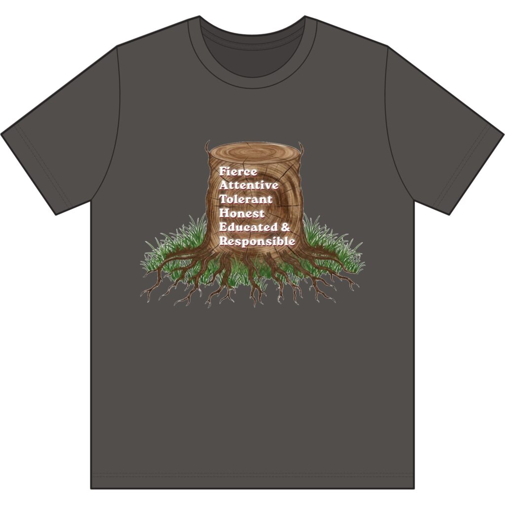father graphic tee — "fierce, attentive, tolerant, honest, educated & responsible"