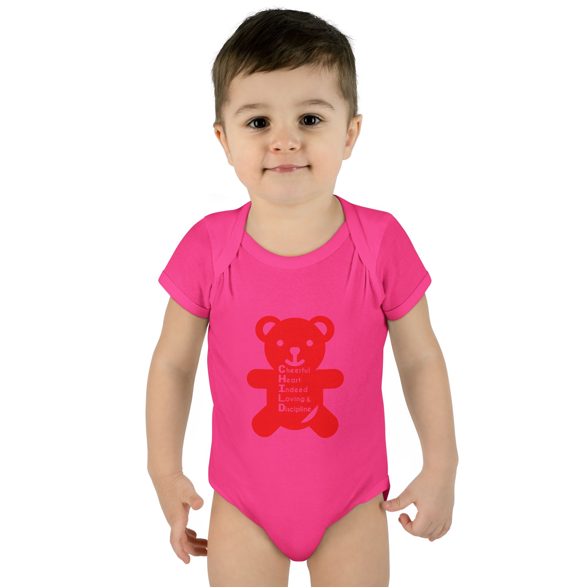 baby bodysuit — red teddy 'child graphic' infant onesie baby bodysuit — red teddy 'child graphic' infant onesie