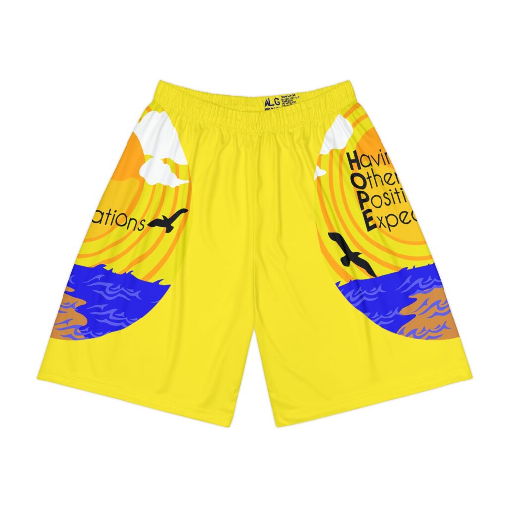 positive expectations beach sports shorts — motivational graphic athletic shorts