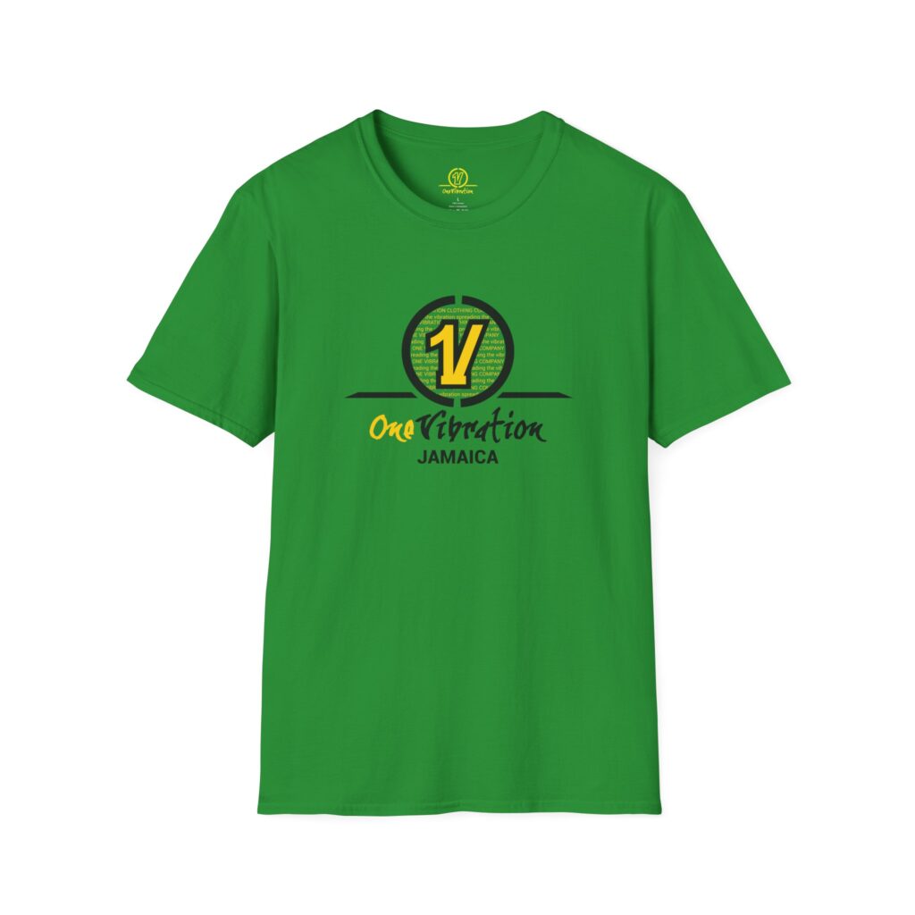 one vibration jamaica logo t shirt — reggae vibes green tee