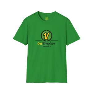 one vibration jamaica logo t shirt — reggae vibes green tee