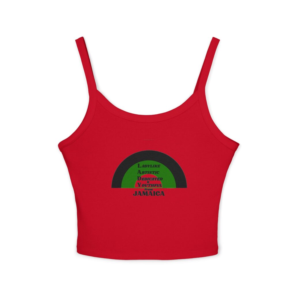 jamaica vibes crop tank — reggae rainbow spaghetti strap top