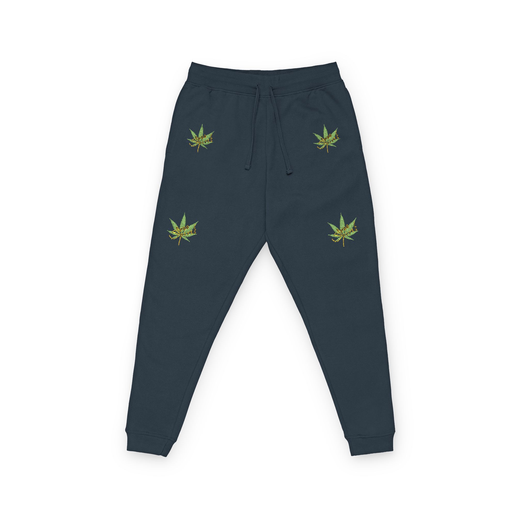embroidered cannabis leaf joggers – relaxed fleece sweatpants embroidered cannabis leaf joggers – relaxed fleece sweatpants