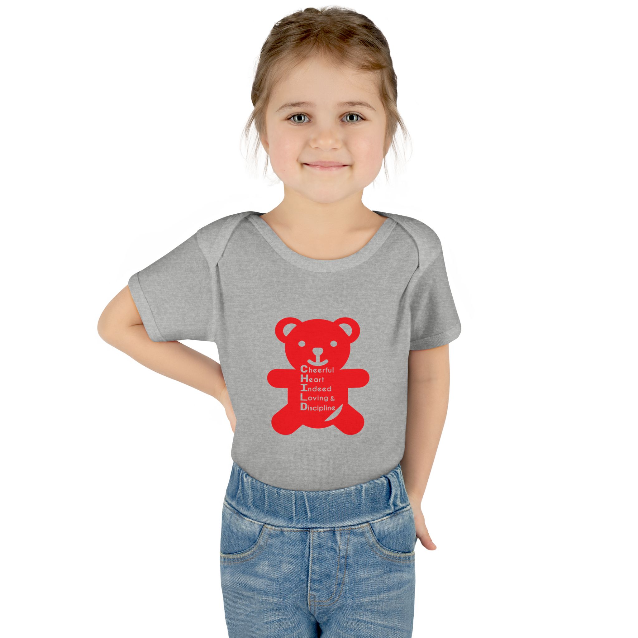 baby bodysuit — red teddy 'child graphic' infant onesie baby bodysuit — red teddy 'child graphic' infant onesie