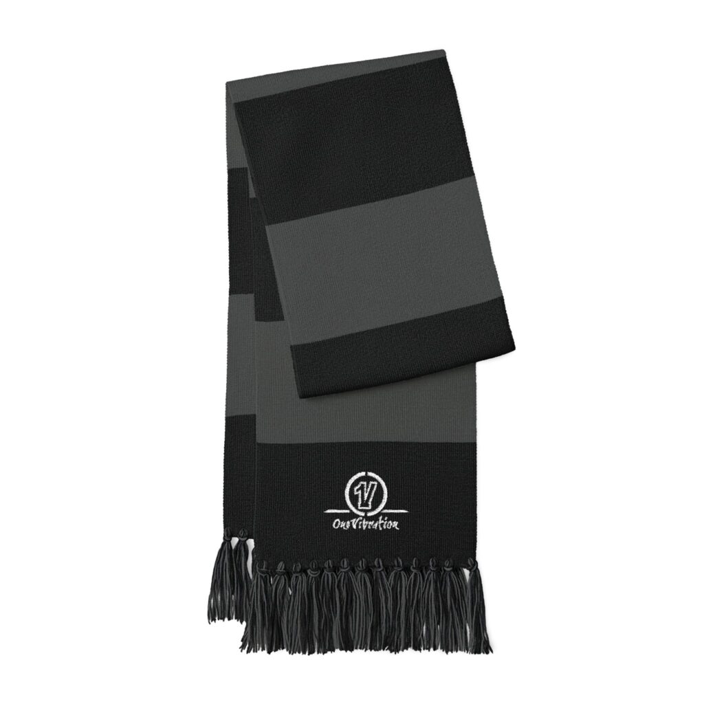 embroidered spectator scarf — striped team fan scarf with fringe