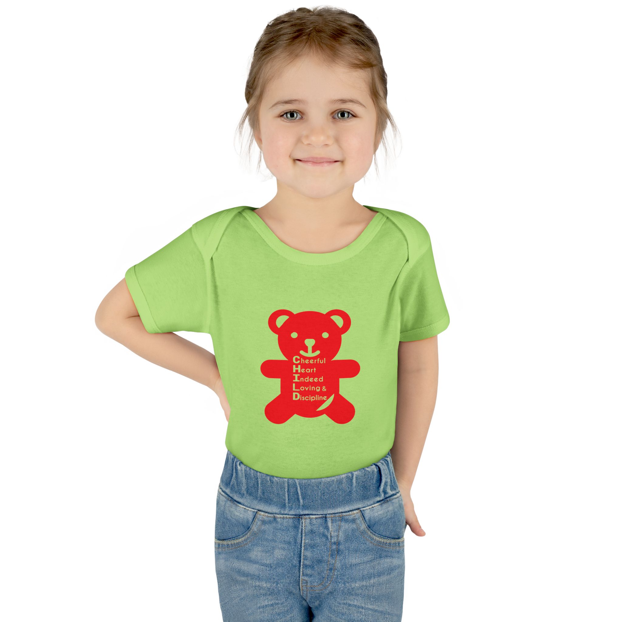 baby bodysuit — red teddy 'child graphic' infant onesie baby bodysuit — red teddy 'child graphic' infant onesie