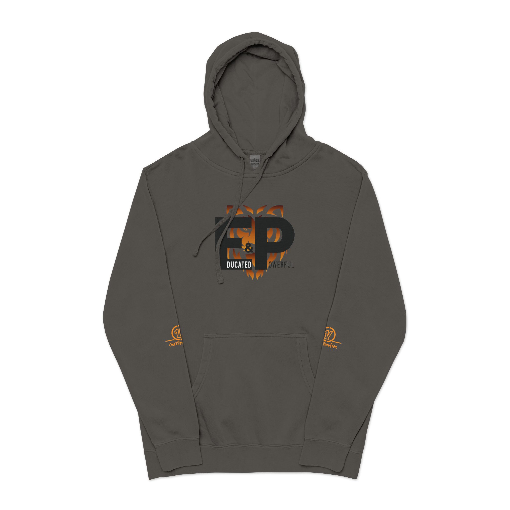 pigment dyed hoodie — retro flame 'ep' graphic streetwear pigment dyed hoodie — retro flame 'ep' graphic streetwear