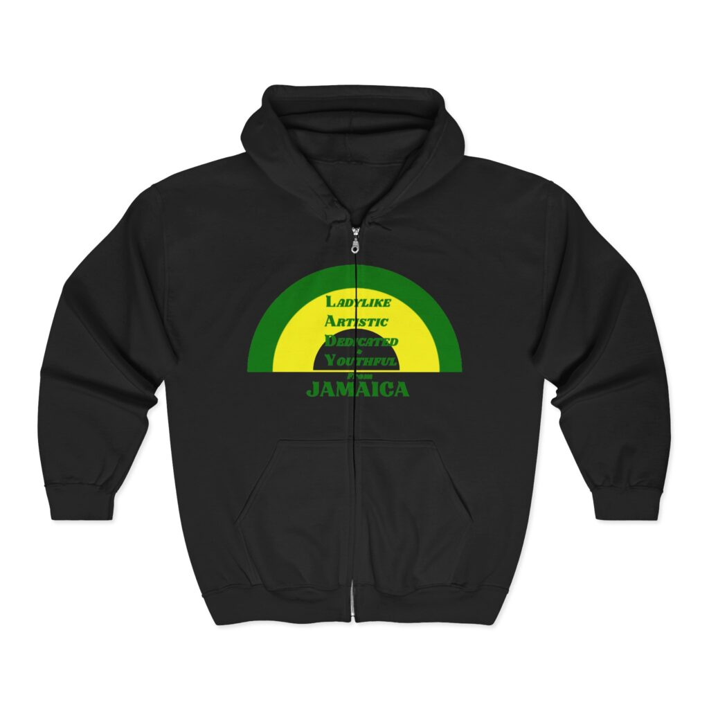 jamaica vibes full zip hoodie — rastafarian green yellow graphic zip up