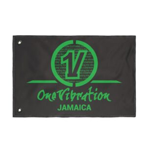 flag — one vibration jamaica double sided reggae banner (red/green)