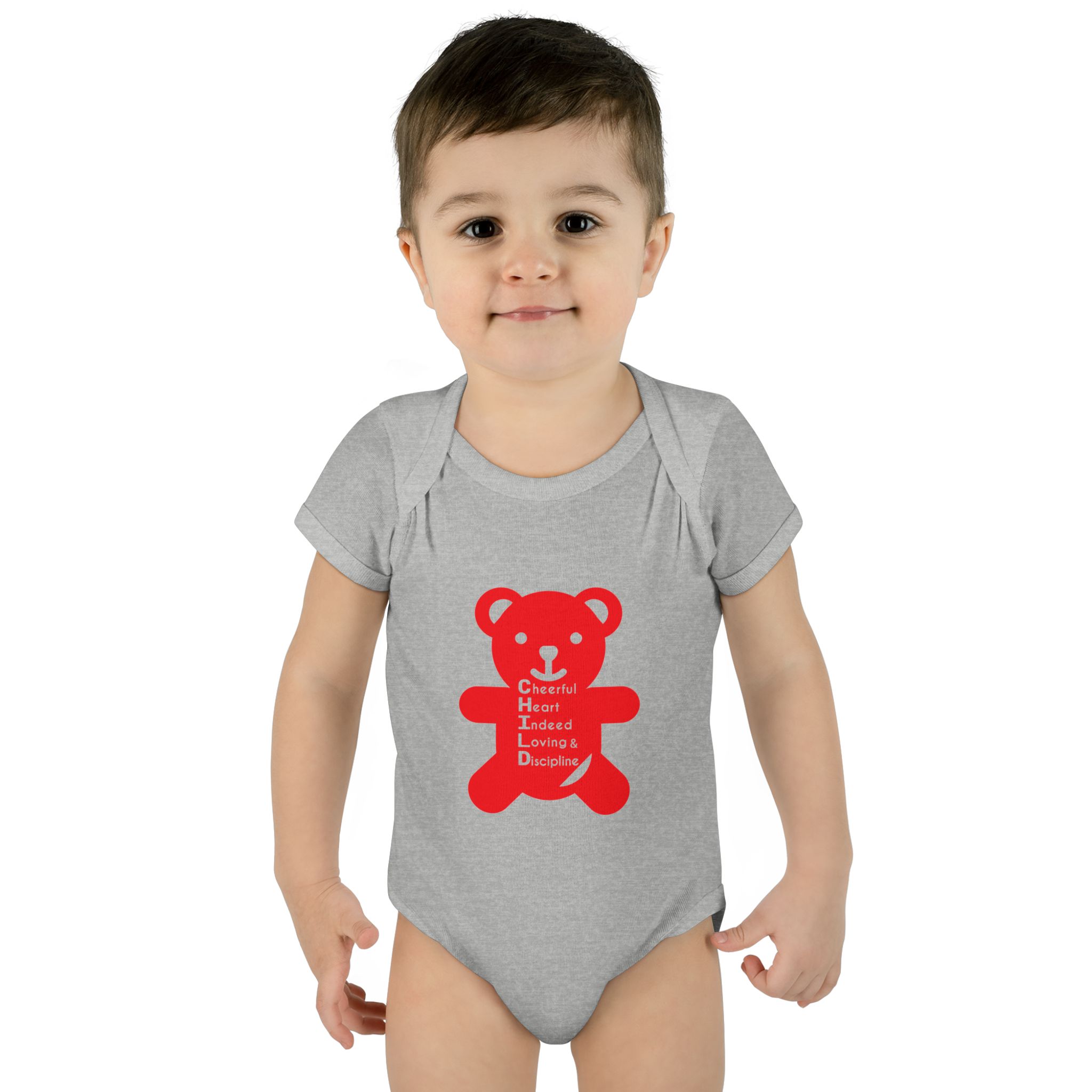 baby bodysuit — red teddy 'child graphic' infant onesie baby bodysuit — red teddy 'child graphic' infant onesie