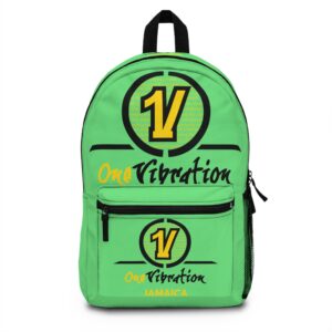 one vibration jamaica green backpack — reggae inspired logo school bag