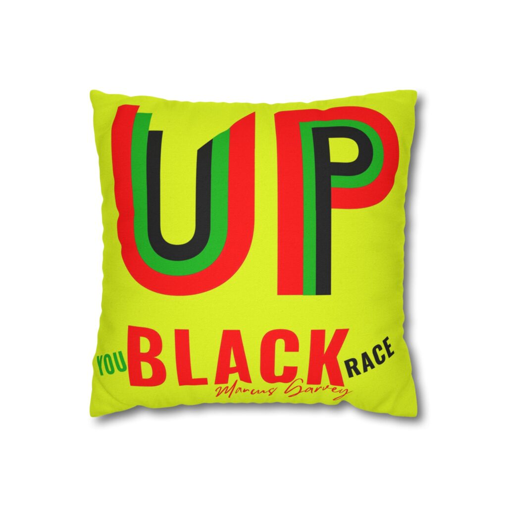 square pillow "up you black race" bold afrocentric accent pillow