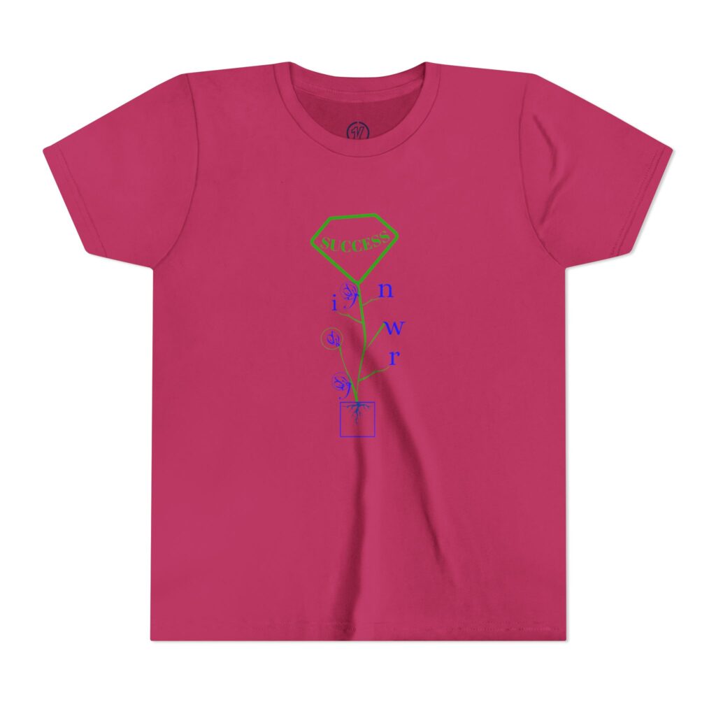 youth tee — minimal floral diamond graphic with 'answer' vertical text