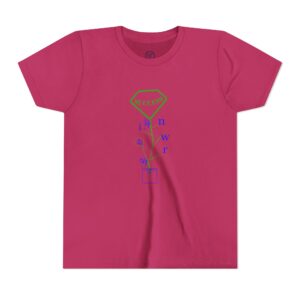 youth tee — minimal floral diamond graphic with 'answer' vertical text